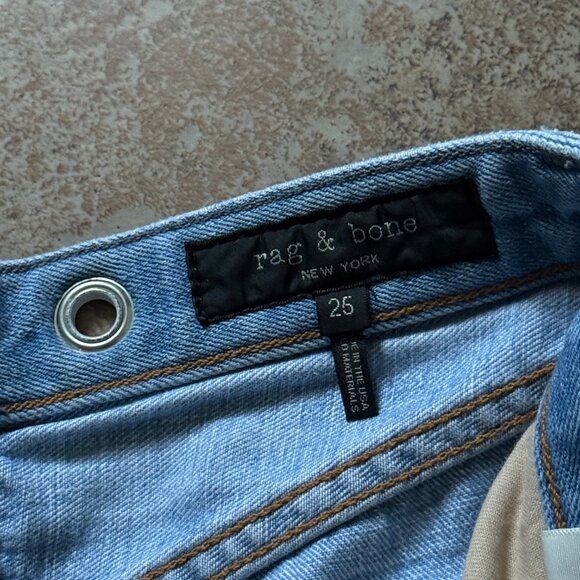Rag & Bone Ruth Super High Rise Wide Leg Jeans Raw Hem Light Wash Size 25 - Picture 12 of 14